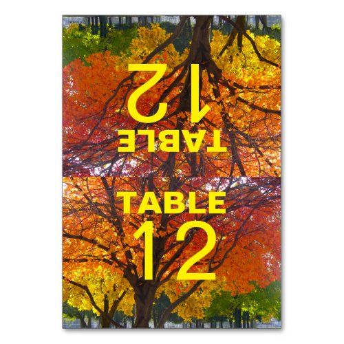 Autumn Leaves Wedding Folded Table Card