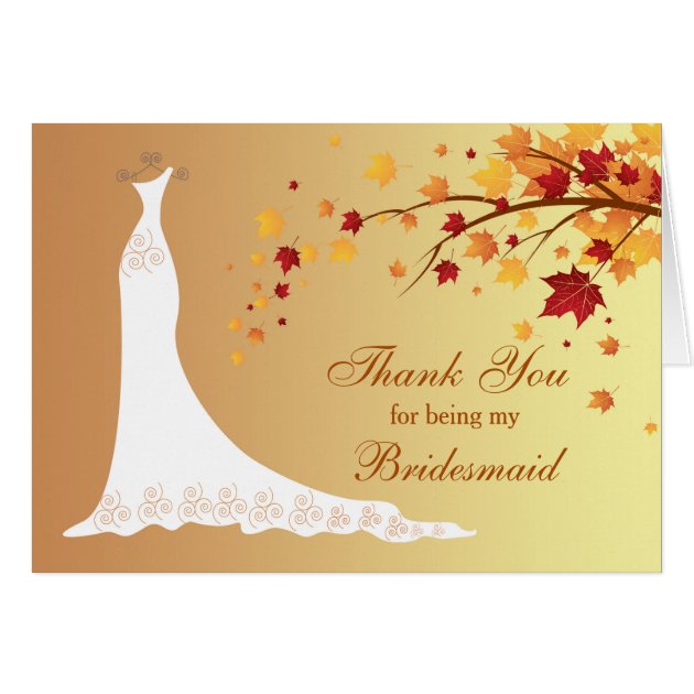 Autumn Leaves, Wedding Gown Thank You Card