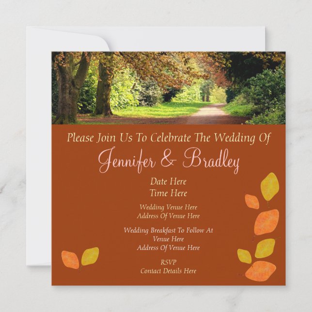 Autumn Leaves Wedding Invitation (Front)