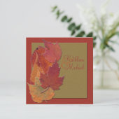 Autumn Leaves Wedding Invitation (Standing Front)