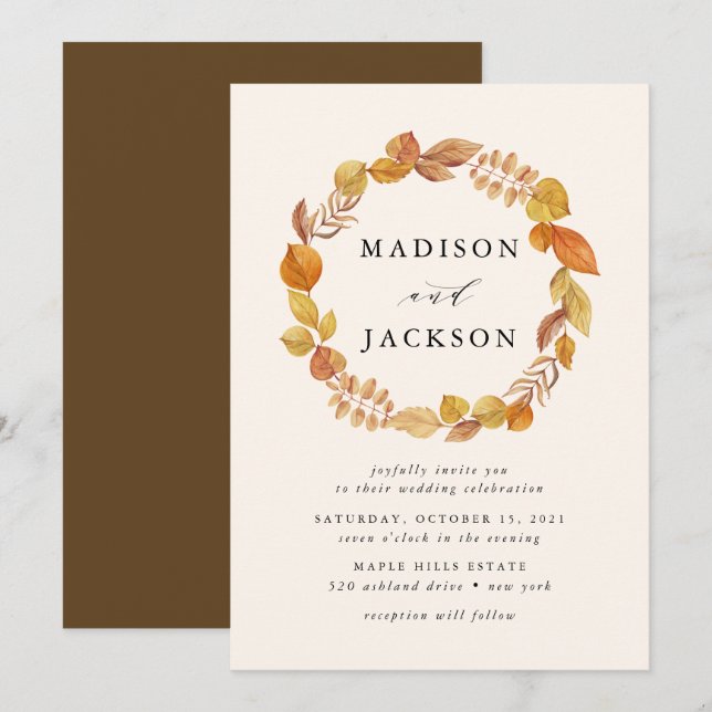 Autumn Leaves | Wedding Invitation (Front/Back)