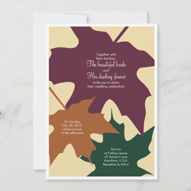 Autumn leaves wedding invitation - mixed (Front)