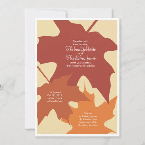 Autumn leaves wedding invitation - oranges