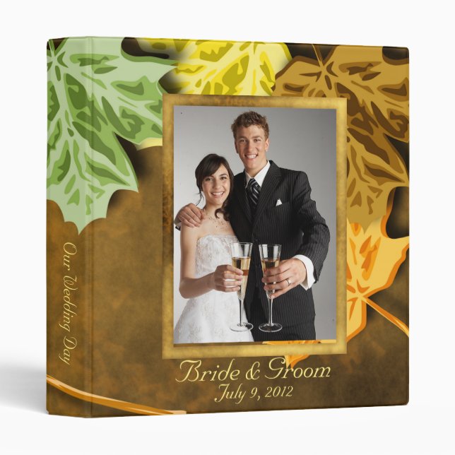 Autumn Leaves Wedding Photo Album Binder (Front/Spine)