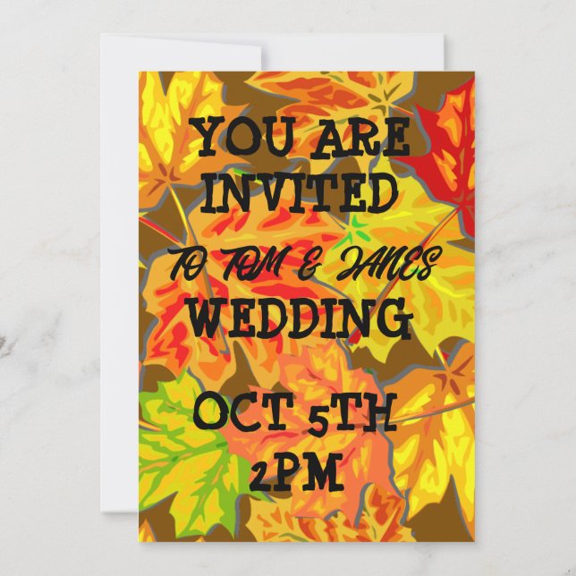 AUTUMN LEAVES WEDDING PHOTO INVITATIONS (Back)