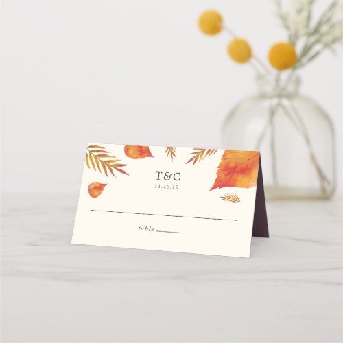 Autumn Leaves Wedding Place Card