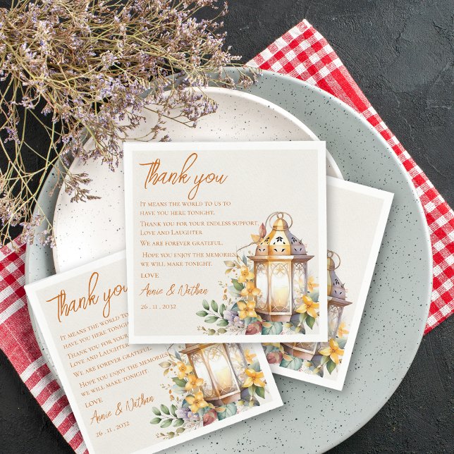 Autumn Leaves Wedding Reception Thank You Message Napkins (Fall Autumn Leaves Wedding Thank you Message Napkins)