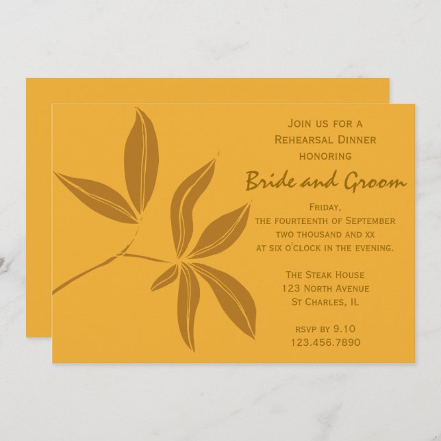 Autumn Leaves Wedding Rehearsal Dinner Invitation (Front/Back)