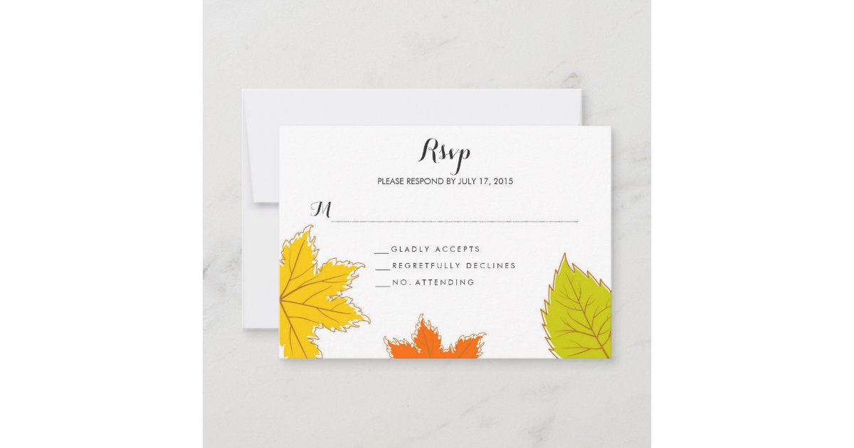 Autumn Leaves Wedding RSVP Card | Zazzle