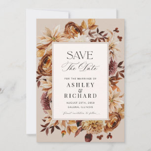 Autumn Leaves Wedding Save The Date Card
