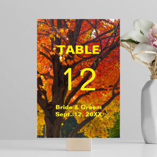 Autumn Leaves Wedding Table Card