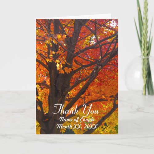 Autumn Leaves Wedding Thank You Card