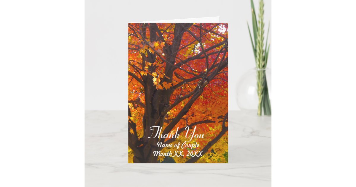 Autumn Leaves Wedding Thank You Card | Zazzle