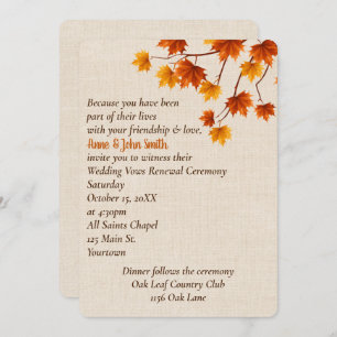 Autumn Leaves Wedding Vow Renewal Invitation