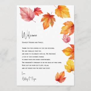 Autumn Leaves Wedding Welcome Letter & Itinerary Program