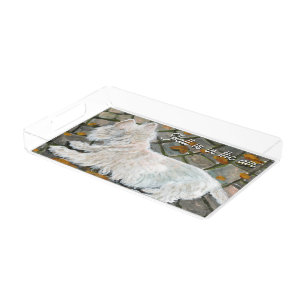Autumn Leaves Westie on Patio Acrylic Tray