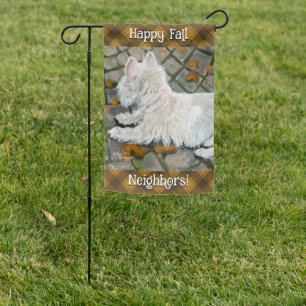 Autumn Leaves Westie on Patio Garden Flag