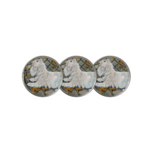 Autumn Leaves Westie on Patio Golf Ball Marker