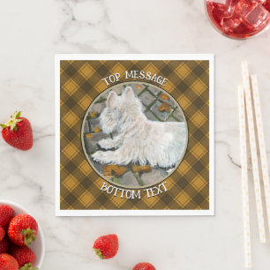 Autumn Leaves Westie on Patio Napkins