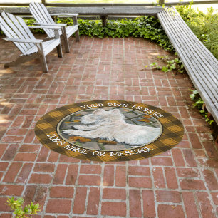 Autumn Leaves Westie on Patio Outdoor Rug