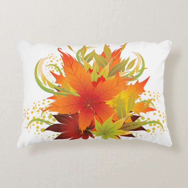 Autumn Leaves White Accent Pillow (Front)