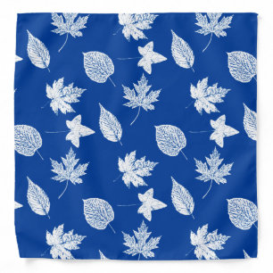 Autumn leaves - white and cobalt blue bandana