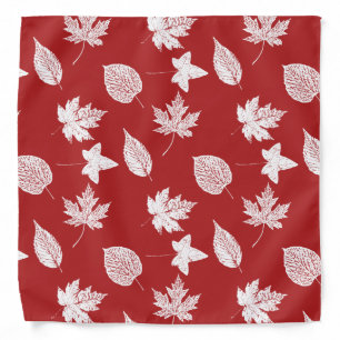 Autumn leaves - white and dark red bandana