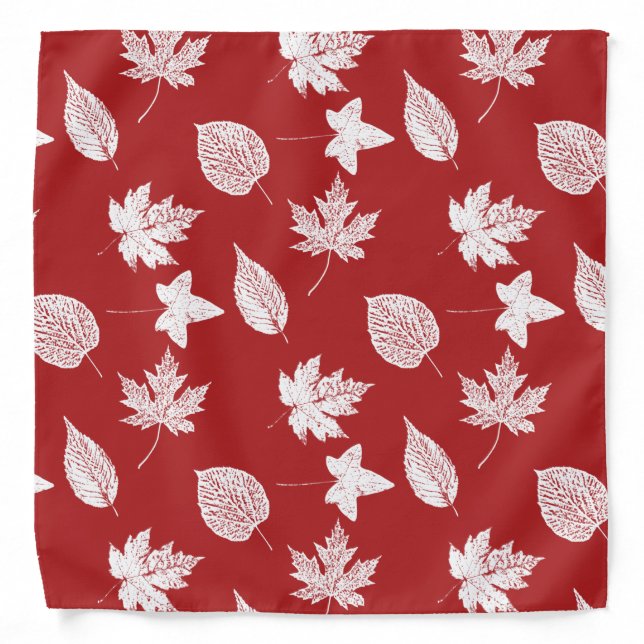 Autumn leaves - white and dark red bandana (Front)
