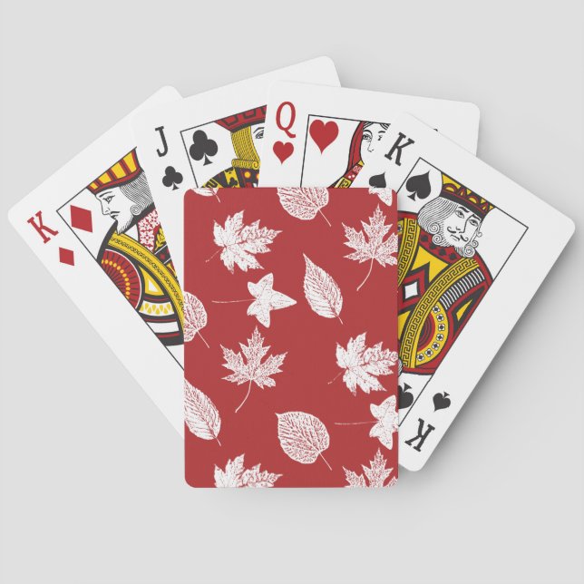 Autumn leaves - white and dark red poker cards (Back)