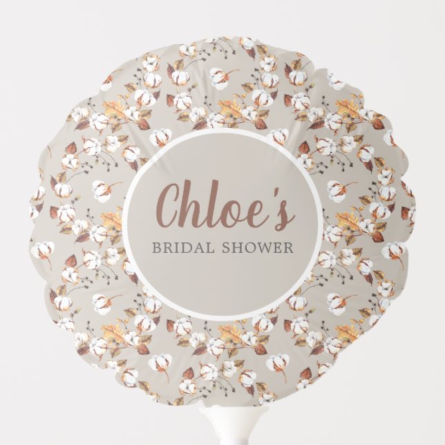 Autumn Leaves White Floral Baby Shower Balloon (Front)