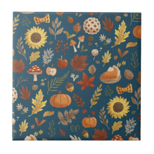Autumn Leaves with a Dash of Thanksgiving Ceramic Tile
