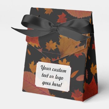Autumn Leaves With Custom Black Color And Text Favor Boxes by KreaturFlora at Zazzle