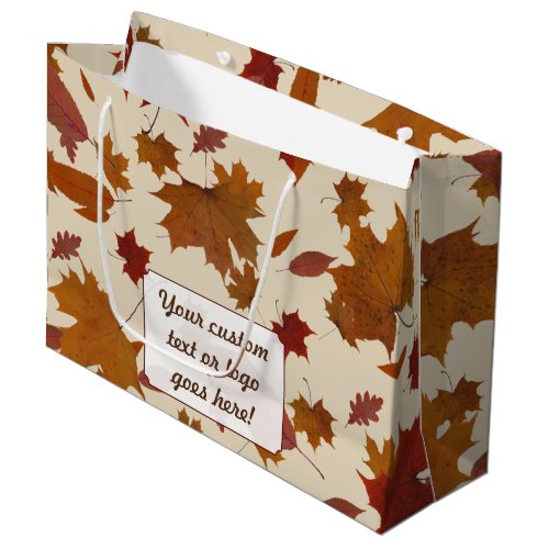 Autumn Leaves with Custom Color and Text Label Large Gift Bag