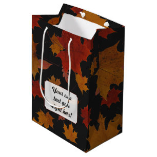 Autumn Leaves with Custom Color and Text Medium Gift Bag