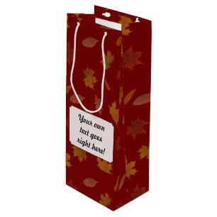 Autumn Leaves with Custom Color and Text Wine Gift Bag