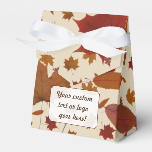 Autumn Leaves with Custom Cream Color and Text Favor Boxes