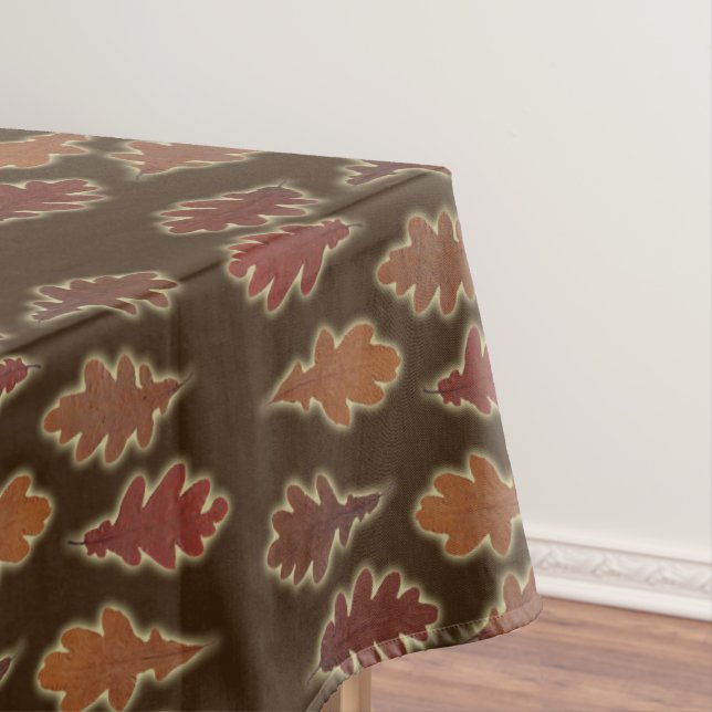 Autumn Leaves with Glow on Custom Color Tablecloth (In Situ)
