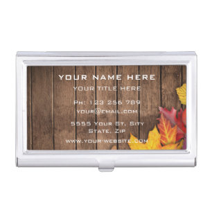 Autumn Leaves Wooden Business Card Case Template