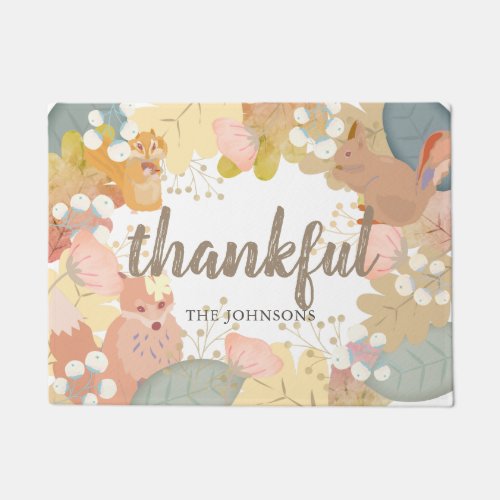 Autumn Leaves  Woodland Animals Doormat