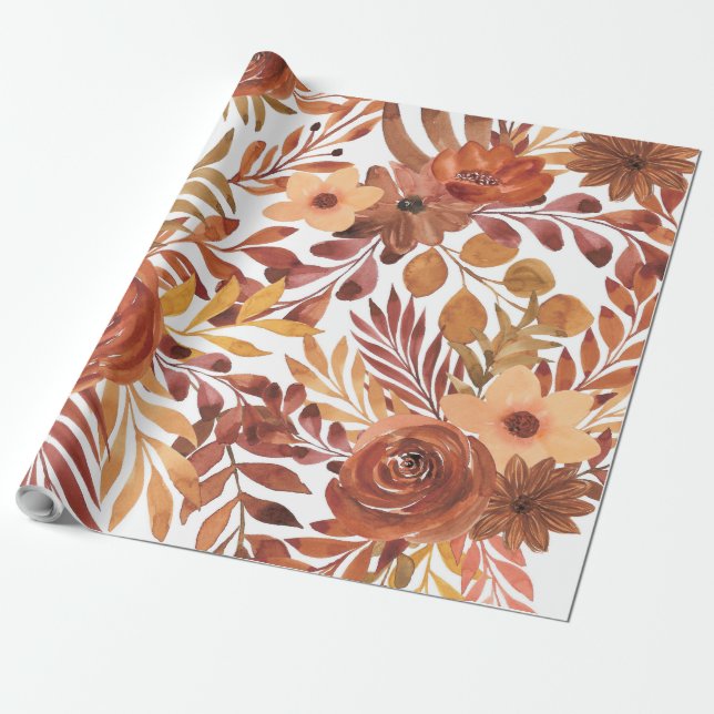 Autumn Leaves Wrapping Paper (Unrolled)