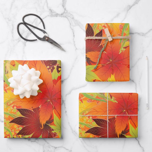 Autumn Leaves Wrapping Paper Sheets (Front)