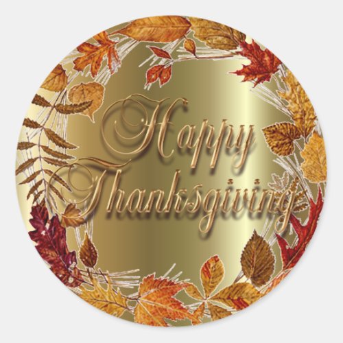 AUTUMN LEAVES WREATH by SHARON SHARPE Classic Round Sticker