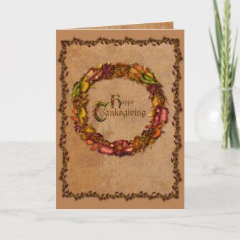 Autumn Leaves Wreath Holiday Card by RainbowCards at Zazzle
