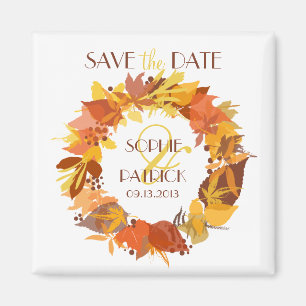 Autumn Leaves Wreath Save the Date Magnet