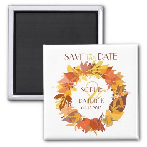 Autumn Leaves Wreath Save the Date Magnet