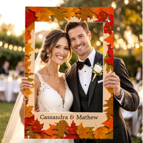 Autumn Leaves Yellow and Orange Wedding Photo Op Selfie Frame