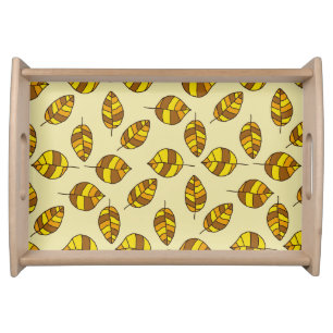 Autumn Leaves Yellow Leaf Pattern on any Color Serving Tray