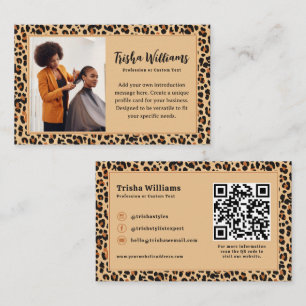 Autumn Leopard Print with Custom Photo Business Card