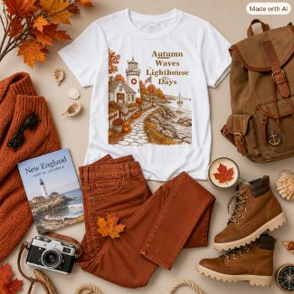 Autumn Lighthouse Coastal Style Brown Orange