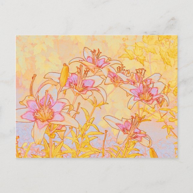 Autumn Lilies - Digital Watercolor Postcard (Front)